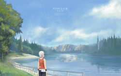 Rule 34 | 1girl, another code, another code r, ashley mizuki robbins, cing, highres, official art, official wallpaper, scenery, solo, tank top, wallpaper, white hair