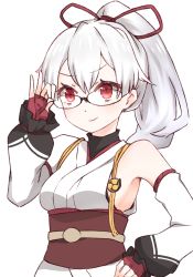 Rule 34 | archer inferno, blush, dress, fate/grand order, glasses, long hair, ponytail, red eyes, smile, white hair
