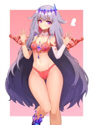 Rule 34 | breasts, chest jewel, grey hair, highres, hololive, hololive english, koseki bijou, lingerie, long hair, notte, purple eyes, small breasts, solo, underwear, very long hair, virtual youtuber