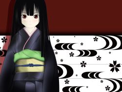 Rule 34 | 00s, black hair, enma ai, japanese clothes, jigoku shoujo, kimono, red eyes