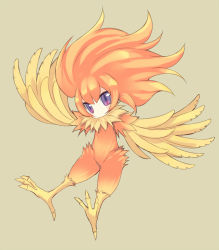 Rule 34 | 1girl, bird, blackwing breeze the zephyr, duel monster, feathered wings, full body, harpy, meito (maze), monster girl, orange hair, purple eyes, solo, winged arms, wings, yu-gi-oh!