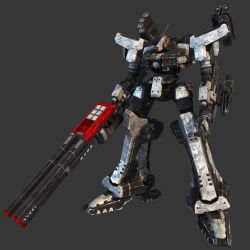 Rule 34 | absurdres, armored core, armored core: last raven, gun, henry1025, highres, holding, holding gun, holding weapon, magnetic weapon, mecha, no humans, railgun, robot, solo, weapon