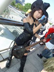 Rule 34 | arc system works, cosplay, fingerless gloves, gloves, guilty gear, guitar, hat, i-no, instrument, itsuya (real life), leather, photo (medium), thighhighs, witch hat