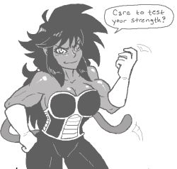 Rule 34 | 1girl, armor, breasts, cleavage, dragon ball, dragonball z, elbow gloves, female focus, gloves, imoya (plague of gripes), muscular, muscular female, original, plague of gripes, saiyan, tail