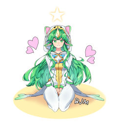 Rule 34 | 1girl, absurdres, alternate costume, alternate hair color, alternate hairstyle, green hair, highres, league of legends, magical girl, pajamas, pointy ears, solo, soraka (league of legends), star guardian (league of legends)