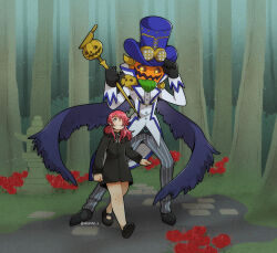 Rule 34 | digimon, digimon (creature), goggles, goggles on head, hat, looking at another, noblepumpmon, pumpkin, wings