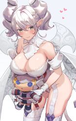 Rule 34 | 1girl, breasts, cleavage, demon girl, demon tail, demon wings, detached collar, doll, duel monster, earrings, gloves, grey eyes, grey hair, horns, hsin, jewelry, knight (yu-gi-oh!), large breasts, lovely labrynth of the silver castle, low wings, stuffed toy, pointy ears, slit pupils, solo, tagme, tail, transparent wings, wings, yu-gi-oh!