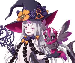 Rule 34 | 1girl, abigail williams (fate), abigail williams (third ascension) (fate), animal, bad id, bad pixiv id, black bow, black gloves, black hat, bow, breasts, elbow gloves, fate/grand order, fate (series), gloves, hat, hat bow, hikage sumihito, holding, holding key, key, long hair, orange bow, pale skin, parted bangs, revealing clothes, simple background, small breasts, solo, very long hair, white background, white hair, witch hat