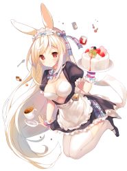 Rule 34 | 1girl, animal ears, apron, black dress, black footwear, blue bow, blush, bow, cake, checkerboard cookie, closed mouth, commentary request, cookie, cup, dress, food, frilled apron, frilled dress, frills, full body, hairband, heart, high heels, highres, holding, holding plate, long hair, maid, original, p19, plate, puffy short sleeves, puffy sleeves, rabbit ears, red eyes, saucer, shoes, short sleeves, simple background, smile, solo, tea, teacup, thighhighs, very long hair, virtual youtuber, waist apron, white apron, white background, white hair, white hairband, white thighhighs, wrist cuffs