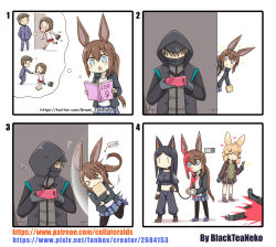 Rule 34 | &gt; &lt;, 2boys, 4girls, 4koma, :&lt;, :3, ?, ^ ^, absurdres, ahoge, amiya (arknights), animal ears, arknights, arrow (symbol), artist name, bad id, bad pixiv id, black jacket, black legwear, black shirt, blonde hair, blood, blood on clothes, blood on face, blue eyes, blue footwear, blue gloves, blue jacket, blue pants, blue skirt, blush, boots, bread, bread slice, briefcase, brown footwear, brown gloves, brown hair, brown jacket, brown shorts, bulge, cellphone, closed eyes, closed mouth, comic, commentary, dobermann (arknights), doctor (arknights), erection, erection under clothes, food, food in mouth, gakuran, gameplay mechanics, gloves, green shirt, greenteaneko, grey footwear, hair between eyes, highres, holding, holding food, holding phone, hood, hood up, hooded jacket, imagining, jacket, kroos (arknights), layered sleeves, long hair, long sleeves, male doctor (arknights), mouth hold, multiple boys, multiple girls, open clothes, open jacket, open mouth, pants, pantyhose, peeking out, phone, pleated skirt, ponytail, rabbit ears, red skirt, school briefcase, school uniform, shirt, shoes, short over long sleeves, short shorts, short sleeves, shorts, sidelocks, silent comic, skirt, smile, sweat, taking picture, toast, toast in mouth, triangle mouth, venus symbol, very long hair, watermark, web address, white shirt, | |