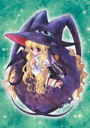 Rule 34 | 00s, 1girl, absurdres, blonde hair, carnelian, garter straps, hat, highres, lilith (yamibou), long hair, looking at viewer, miniskirt, pencil skirt, purple eyes, scan, skirt, solo, thighhighs, very long hair, witch hat, yami to boushi to hon no tabibito, zettai ryouiki