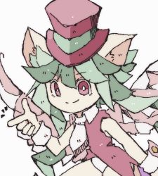 Rule 34 | 1girl, animal ears, blush stickers, green hair, hat, leotard, mad rat dead, mouse (animal), mouse ears, mouse girl, nippon ichi, rat god, red eyes, tie clip, top hat, wings, wrist cuffs