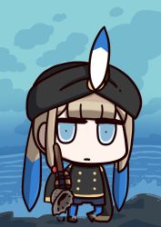Rule 34 | 1boy, blonde hair, blue eyes, blue hair, captain nemo (fate), chibi, closed mouth, expressionless, fate/grand order, fate (series), gradient hair, l.n, long sleeves, looking at viewer, male focus, multicolored hair, nemo (fate), riyo (lyomsnpmp) (style), sleeves past wrists, solo, turban
