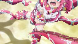 Rule 34 | 1girl, animated, anime screencap, blue eyes, blush, boots, breasts, cleavage, dress, drill hair, frilled dress, frilled skirt, frills, groin, hanabishi haruka, highres, magia magenta, medium breasts, open mouth, panties, pink dress, pink hair, pink thighhighs, skirt, tagme, tearing up, tentacles, thigh boots, thighhighs, thighs, twin drills, twintails, underwear, video, white panties