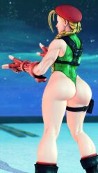 Rule 34 | 1girl, 3d, absurdres, antenna hair, ass, bare shoulders, blonde hair, blue eyes, braid, breasts, cammy white, covered navel, curvy, gloves, green leotard, hat, highleg, highleg leotard, highres, huge ass, leotard, lips, long hair, looking to the side, medium breasts, red gloves, red hat, ryona, screencap, shiny clothes, solo, street fighter, street fighter v, stretching, thighs, third-party edit, thong leotard, twin braids, very long hair, wide hips