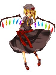 Rule 34 | 1girl, alternate color, arms behind back, bad id, bad pixiv id, blonde hair, female focus, flandre scarlet, gothic lolita, hat, ia (artist), ia (carat), lolita fashion, ponytail, red eyes, short hair, side ponytail, solo, touhou, wings