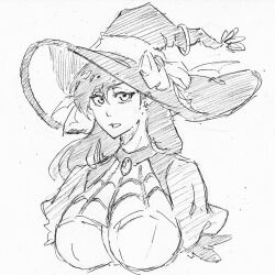 Rule 34 | 1girl, breasts, burn the witch, halloween, halloween costume, hat, large breasts, long hair, niihashi noel, official alternate costume, rakusakugk, solo, witch hat