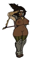 Rule 34 | 1girl, arbalest (darkest dungeon), armor, bow (weapon), breasts, brown hair, cleft of venus, crossbow, dark-skinned female, dark nipples, dark skin, darkest dungeon, full body, functionally nude, gloves, gorget, greaves, green thighhighs, hairband, high heels, high ponytail, huge breasts, leather, leather gloves, lowres, naked armor, navel, nipples, no bra, no panties, nude, open mouth, pauldrons, pussy, reverse outfit, sabaton, salute, shoulder armor, solo, standing, standing at attention, striped clothes, striped thighhighs, thighhighs, transparent background, vertical-striped clothes, vertical-striped thighhighs, weapon, weapon on back, xelsword, yellow eyes
