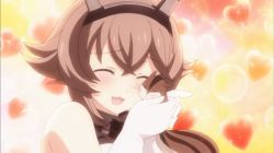 Rule 34 | 10s, 1girl, animal, animated, animated gif, brown hair, closed eyes, gloves, holding, holding animal, kantai collection, kantai collection (anime), lowres, mutsu (kancolle), non-web source, screencap, short hair, solo, sparkle, squirrel