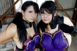Rule 34 | 2girls, black hair, breasts, cattleya (queen&#039;s blade), cattleya (queen&#039;s blade) (cosplay), chouzuki maryou, cosplay, fat, flower, glasses, gloves, green eyes, hip focus, huge breasts, large breasts, luu (cosplayer), multiple girls, photo (medium), plump, queen&#039;s blade, thick thighs, thighs, wide hips