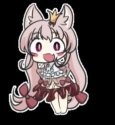Rule 34 | 1boy, :d, animal ear fluff, animal ears, animated, animated gif, arms behind back, auiy, barefoot, blinking, blush, bow, chibi, commentary request, crown, derivative work, dress, fang, frilled dress, frills, hair bow, helltaker, layered dress, light purple hair, long hair, looking at viewer, looping animation, low-tied long hair, mini crown, nanaha rui, open mouth, pink hair, red bow, red eyes, skin fang, smile, solo, swaying, transparent background, trap, very long hair, virtual youtuber, wactor production