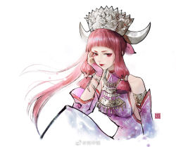 Rule 34 | 1girl, butterfly hair ornament, chi meng (hua jianghu zhi bei mo ting), fingerless gloves, gloves, hair ornament, hand on own face, hua jianghu zhi bei mo ting, ke zhong xie, looking at viewer, ponytail, purple hair, sidelocks, smile, solo, upper body, white background