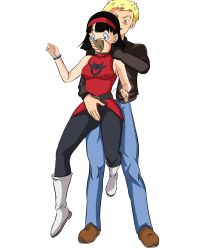 Rule 34 | 1boy, 1girl, absurdres, barry kahn, belt, black hair, black pants, blonde hair, blue eyes, boots, bracelet, breasts, chloroform, cleavage, covering own mouth, denim, dragon ball, dragon ball super, gagged, grabbing, grabbing from behind, groping, hairband, hand gagged, hand over another&#039;s mouth, hand over another's mouth, highres, itsamesanic, jeans, jewelry, mature female, open mouth, pants, red hairband, red shirt, shirt, surprised, thigh boots, videl