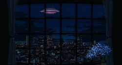 Rule 34 | building, city lights, cityscape, cloud, commentary request, curtains, indoors, night, night sky, no humans, original, orval, reflection, scenery, shooting star, sky, star (sky), starry sky, window