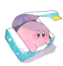 Rule 34 | blue eyes, blush, blush stickers, closed mouth, colored skin, commentary request, creature, dot mouth, full body, highres, iroiro (1616k iro), kirby, kirby (series), nintendo, no humans, pink skin, shadow, solo, sound effects, white background