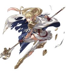 Rule 34 | 1girl, armor, blonde hair, boots, cape, fire emblem, fire emblem heroes, full body, gloves, green eyes, highres, holding, holding polearm, holding spear, holding weapon, injury, kozaki yuusuke, long hair, low ponytail, nintendo, official art, polearm, ryona, scale armor, serious, sharena (fire emblem), solo, spear, sweatdrop, teeth, thigh boots, thighhighs, torn cape, torn clothes, transparent background, weapon, zettai ryouiki
