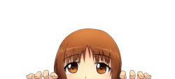 Rule 34 | 10s, 1girl, brown eyes, brown hair, girls und panzer, kaya (nari1-24), kilroy was here, looking at viewer, nishizumi miho, simple background, solo, white background