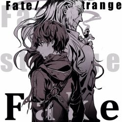 Rule 34 | 2boys, copyright name, facial scar, fate/strange fake, fate (series), hair slicked back, high contrast, hood, hoodie, male focus, multiple boys, old, old man, smoking pipe, redoxhn, scar, scar on cheek, scar on face, scarf, sigma (fate), watcher (fate)