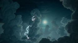 Rule 34 | cloud, justinas vitkus, lightning, moon, multiple moons, original, scenery, science fiction, sky, sun