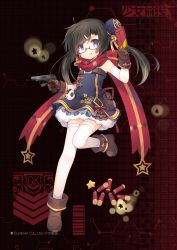 Rule 34 | 1girl, :p, alternate hairstyle, belt, black hair, blue eyes, chinese clothes, flat chest, full body, girls&#039; frontline, glasses, gloves, hair ornament, hairclip, highres, looking at viewer, mica team, official alternate costume, official art, red card, scarf, shenbei xiaoqiu, solo, thighhighs, tongue, tongue out, trigger discipline, type 59 (fairy primrose) (girls&#039; frontline), type 59 (girls&#039; frontline)