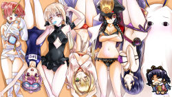 Rule 34 | 6+girls, artoria pendragon (all), artoria pendragon (alter swimsuit rider) (first ascension) (fate), artoria pendragon (fate), bikini, black hair, blonde hair, cleavage cutout, clothing cutout, fate/grand order, fate (series), frankenstein&#039;s monster (fate), frankenstein&#039;s monster (swimsuit saber) (fate), frankenstein&#039;s monster (swimsuit saber) (third ascension) (fate), goggles, goggles on head, green eyes, hair over one eye, helena blavatsky (fate), helena blavatsky (swimsuit archer) (fate), helena blavatsky (swimsuit archer) (first ascension) (fate), highres, ishtar (fate), medjed (fate), minamoto no raikou (fate), minamoto no raikou (fate/grand order), minamoto no raikou (swimsuit lancer) (fate), multiple girls, nero claudius (fate), nero claudius (fate) (all), nero claudius (swimsuit caster) (fate), nitocris (fate), oda nobunaga (fate), oda nobunaga (koha-ace), oda nobunaga (swimsuit berserker) (second ascension) (fate), one-piece swimsuit, one eye closed, purple eyes, purple hair, red eyes, saber alter, school swimsuit, senomoto hisashi, swimsuit, tohsaka rin