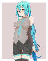 Rule 34 | 1girl, aqua eyes, aqua hair, bad id, bad pixiv id, bodypaint, breasts, detached sleeves, hatsune miku, highres, jack dempa, long hair, naked paint, necktie, nipples, nude, painted clothes, pussy, solo, sweat, thighhighs, twintails, uncensored, very long hair, vocaloid