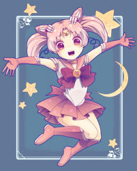 Rule 34 | 1990s (style), 1girl, :d, bad id, bad pixiv id, bishoujo senshi sailor moon, boots, bow, brooch, chibi usa, child, choker, cone hair bun, crescent moon, double bun, elbow gloves, full body, gloves, hair bun, hair ornament, hairpin, happy, heart, heart brooch, jewelry, jumping, knee boots, magical girl, microskirt, moon, nutsfool, open mouth, pillow (nutsfool), pink eyes, pink footwear, pink hair, pink skirt, pleated skirt, red footwear, red gloves, retro artstyle, ribbon, sailor chibi moon, sailor collar, short hair, skirt, smile, solo, star (symbol), tiara, twintails