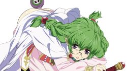 Rule 34 | 1girl, all fours, anal, anal object insertion, ass, braid, dress, glasses, green hair, namco, object insertion, philia felice, purple eyes, robe, shiny skin, sidekicks, tales of (series), tales of destiny, toranpo rintarou, twin braids, twintails, wet