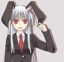 Rule 34 | 1girl, animal ears, female focus, grey background, long hair, lowres, rabbit ears, red eyes, reisen udongein inaba, simple background, solo, touhou, upper body