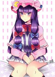 Rule 34 | 1girl, bespectacled, breasts, crescent, crescent hair ornament, glasses, hair ornament, hair ribbon, hat, highres, large breasts, long hair, mob cap, patchouli knowledge, plump, purple eyes, purple hair, ribbon, shotahunter, shunter, solo, touhou