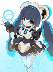 Rule 34 | 1girl, aqua eyes, black hair, blush, breasts, cowboy shot, highres, humanoid robot, joints, long hair, looking at viewer, maid, mechanical parts, medium breasts, original, rati (absoluteblue), robot, robot joints, smile, solo, twintails, very long hair
