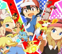 Rule 34 | 10s, 2boys, 2girls, ahoge, ame mochi, angry, armpits, ash ketchum, baseball cap, black hair, blonde hair, blue eyes, blush, bonnie (pokemon), breasts, brother and sister, brown eyes, chespin, child, clemont (pokemon), closed eyes, creatures (company), fennekin, flat chest, froakie, game freak, gen 1 pokemon, gen 6 pokemon, glasses, gym leader, happy, hat, hip focus, jacket, long hair, miniskirt, multiple boys, multiple girls, nintendo, one eye closed, open mouth, pikachu, pokemon, pokemon (anime), pokemon (creature), pokemon xy, quartet, serena (pokemon), short hair, shorts, siblings, skint, skirt, small breasts, smile, socks, spiked hair, teeth, thighhighs, tongue, wink