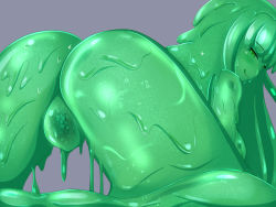 Rule 34 | ass, bubble, colored skin, green eyes, green hair, green skin, monster girl, no pussy, rethnick, slime girl