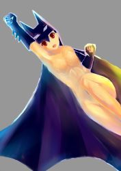 Rule 34 | 1boy, 1girl, batman, breasts, cape, dc comics, gloves, highres, nude, open mouth, red eyes