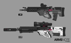 Rule 34 | arms note, artist name, assault rifle, bipod, bullpup, character sheet, copyright name, english text, from side, fukai ryosuke, grey background, gun, magazine (weapon), no humans, rifle, scope, simple background, sniper rifle, submachine gun, suppressor, weapon, weapon focus