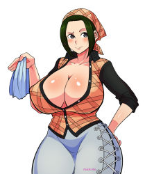 Rule 34 | 1girl, breasts, green hair, highres, huge breasts, makino (one piece), one piece, pinkkoffin, solo, tagme