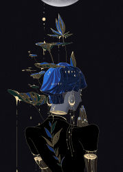 Rule 34 | 1other, androgynous, black background, broken, buddhism, crack, crystal hair, crystal shard, earrings, flower, from behind, gold, golden arms, highres, houseki no kuni, jewelry, ko ryou, leaking, lotus, melting, molten metal, other focus, own hands clasped, own hands together, phosphophyllite, phosphophyllite (ll), praying, shards, solo, spoilers