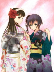 Rule 34 | amagi yukiko, atlus, japanese clothes, kimono, looking back, persona, persona 4, seiru (prairie), shirogane naoto