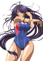 Rule 34 | 1girl, competition swimsuit, ikkitousen, kan&#039;u unchou, looking at viewer, one-piece swimsuit, stretching, swimsuit, tagme