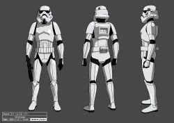 Rule 34 | 1boy, armor, artist name, black gloves, character name, character sheet, clenched hands, commentary, dated, english commentary, galactic empire, gloves, gun, helmet, holding, holding gun, holding weapon, multiple views, okubo junji, open hand, star wars, star wars: visions, stormtrooper, weapon